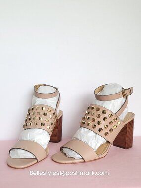 MICHAEL KORS Valencia Ankle Strap Leather Sandals- Oyster color-Women's Size 9M⭐